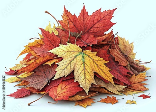 Vibrant Red Yellow Autumn Leaves Pile Nature Fall Carpet Organic Decoration