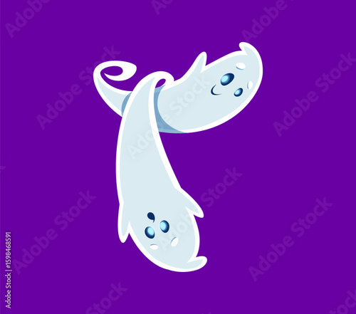 Halloween font T letter ghost cartoon cheerful character. Spooky ghost character English ABC element, horror monster mascot or creepy spirit personage font typeset vector symbol. Latin alphabet letter