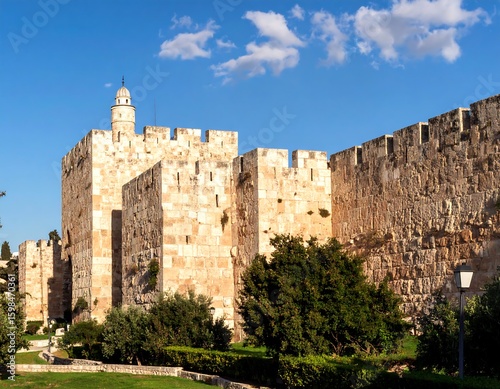 Ancient city wall under bright sky