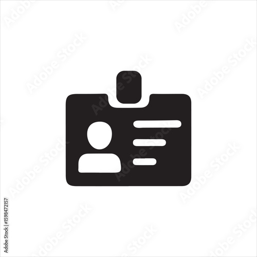 Black and white icon of a person identification badge id card