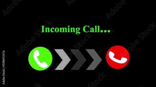 Modern Incoming Call Interface with Arrows and Buttons Phone Call Screen with Slide to Answer or Decline Incoming Call Animation with Swipe Arrow UI.