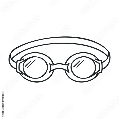 Simple line drawing of swimming goggles. Vector illustration