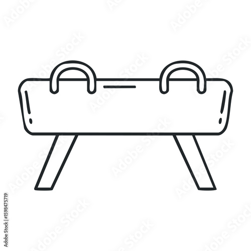 Gymnastics pommel horse icon with handles and legs outline design. Vector illustration