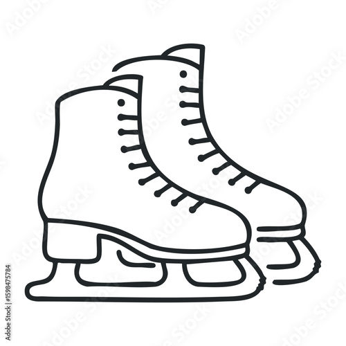 Outline of classic ice skates with laces and blades. Vector illustration