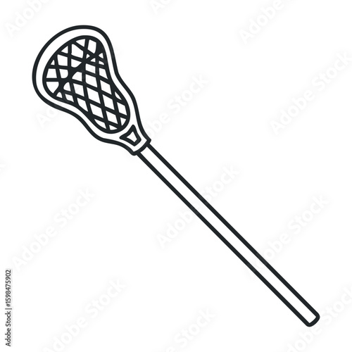 Lacrosse stick icon with netting on white background. Vector illustration