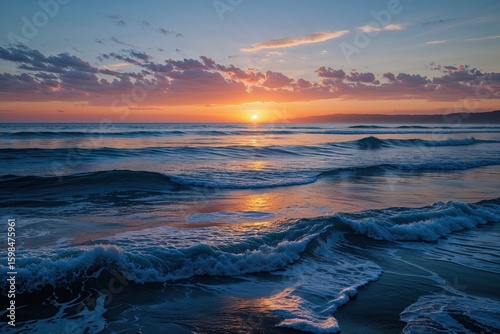 Captivating Ocean Sunset Reflecting on Deep Blue Waves