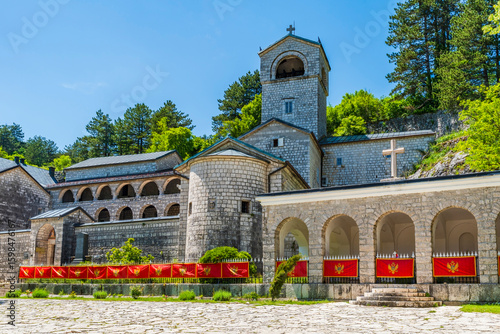 Tower and wall of ancient Billiard Palace, known as  Biljarda in Cetinje city, Montenegro