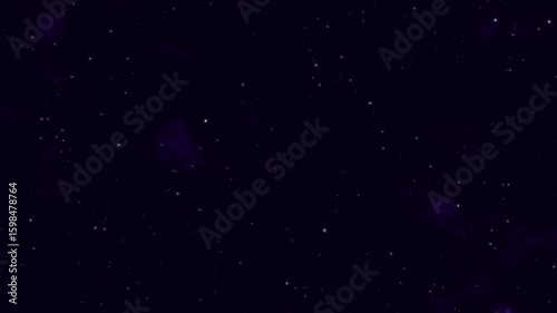 Starry night sky with twinkling and blinking stars along with shooting stars. Glowing stars or particles in black sky. Black sky with stars for science and space background.	
