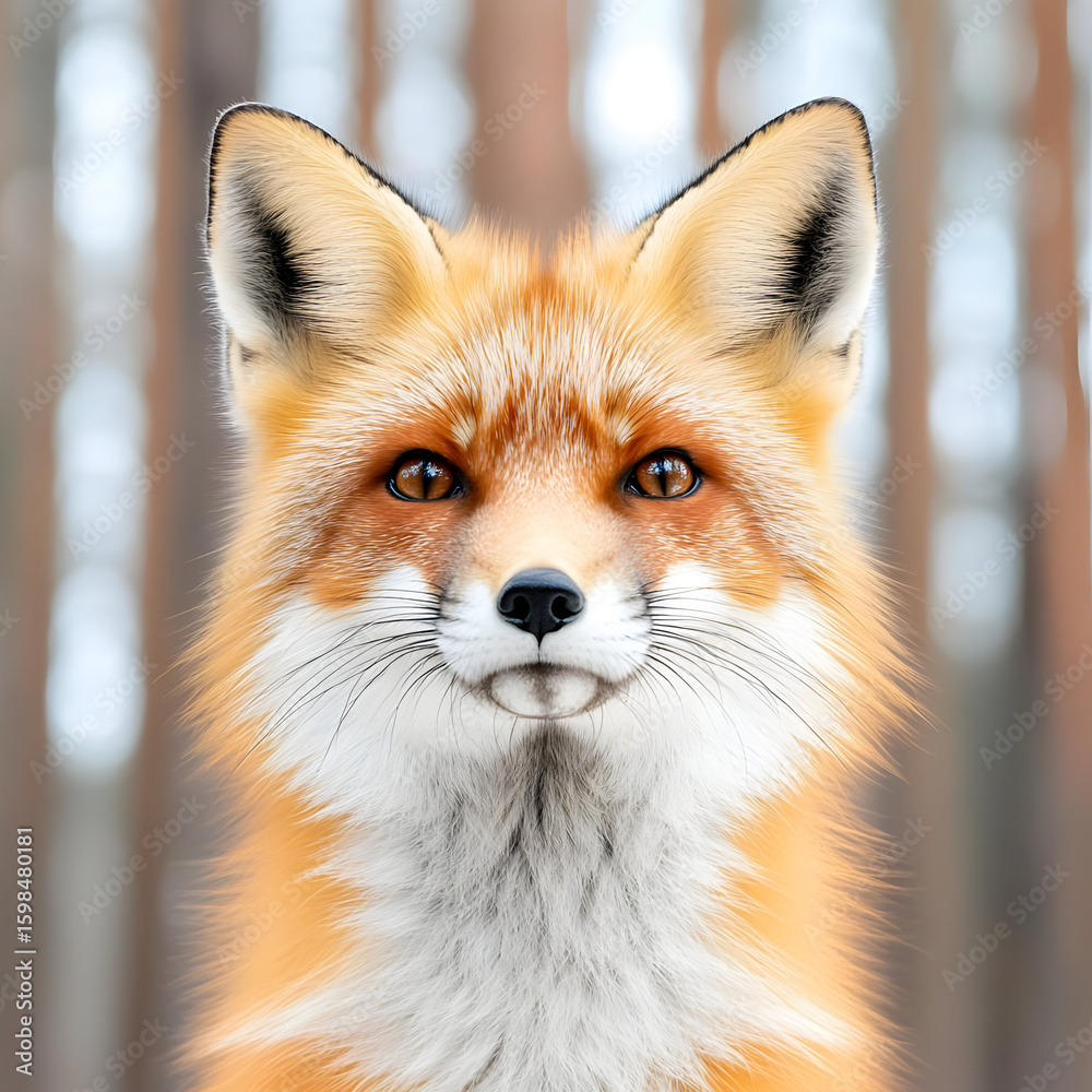 Obraz premium Red Fox Portrait Illustration
