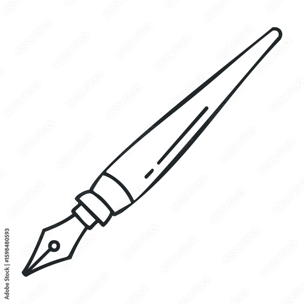 Obraz premium Elegant fountain pen icon with classic nib design for writing and calligraphy. Vector illustration