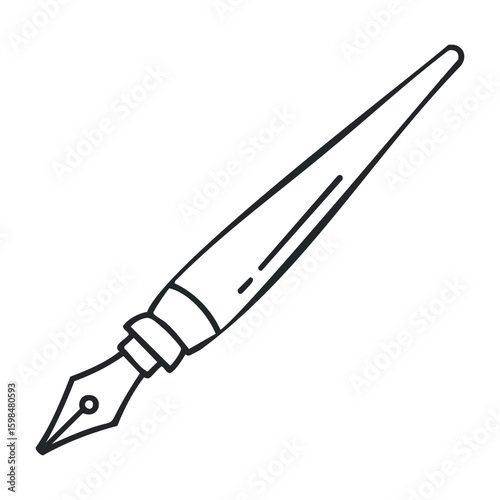 Elegant fountain pen icon with classic nib design for writing and calligraphy. Vector illustration