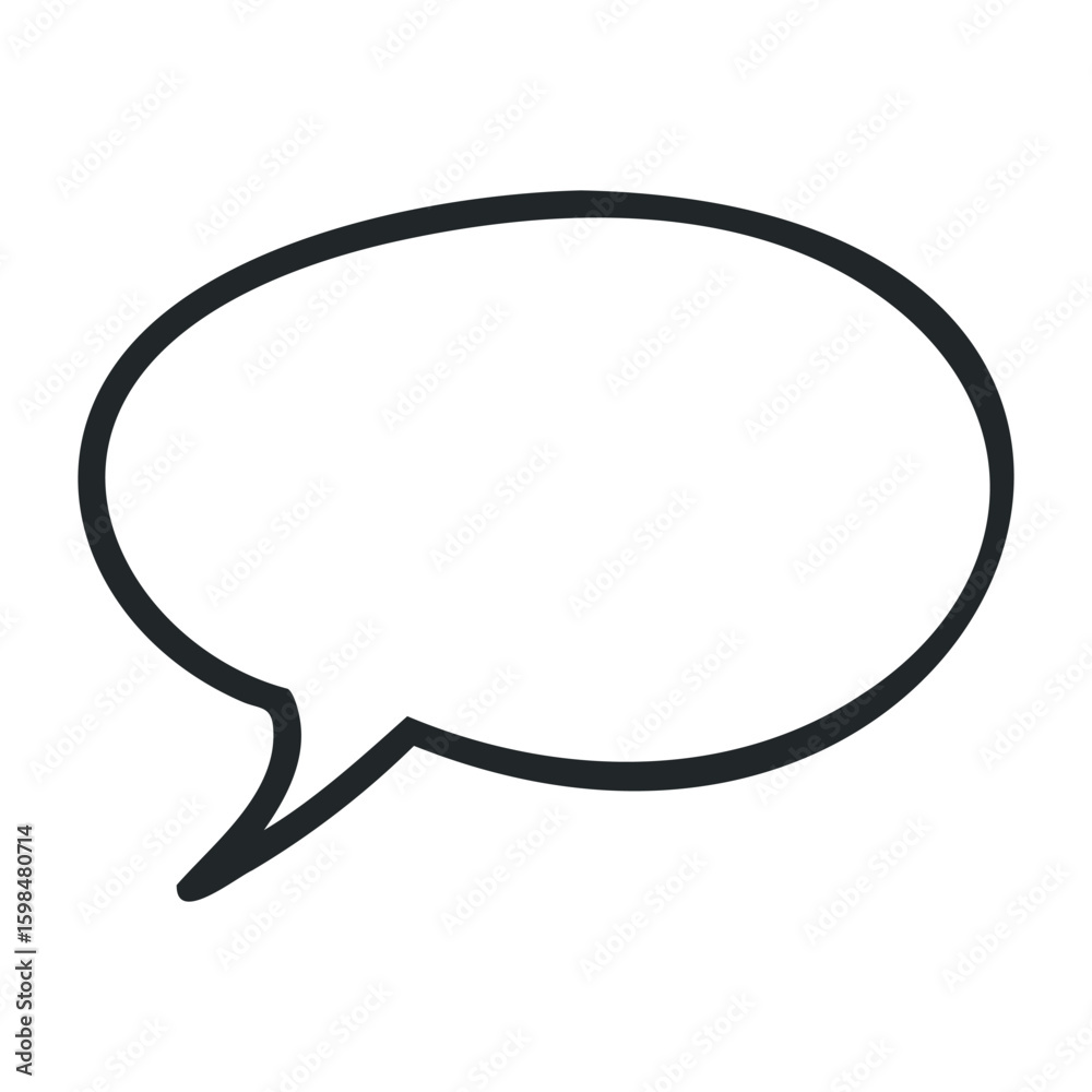 Black and white speech bubble outline on white background for communication, dialogue, messaging. Vector illustration Black and white speech bubble outline on white background for communication, dialogue, messaging. Vector illustration