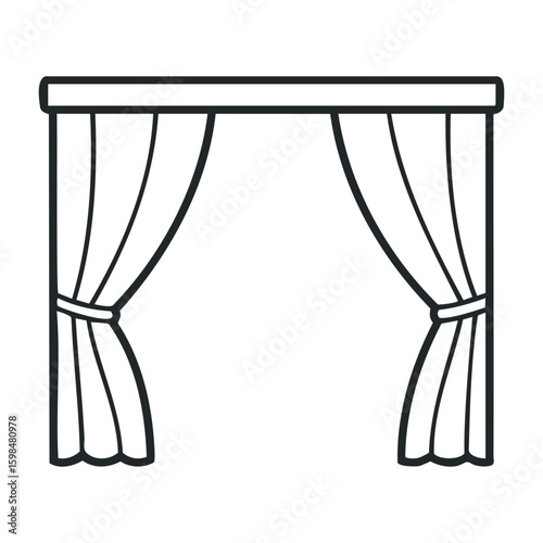 Elegant window curtains with minimalist design and symmetrical drapes. Vector illustration