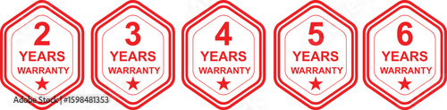 Warranty Vector Badges – Red Guarantee Labels for Product Protection and Certification

