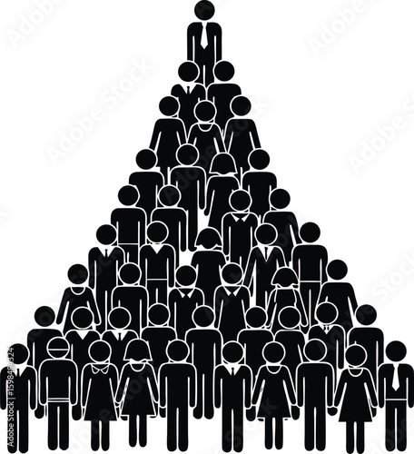 Corporate team hierarchy organized in a pyramid shape representing leadership and teamwork
