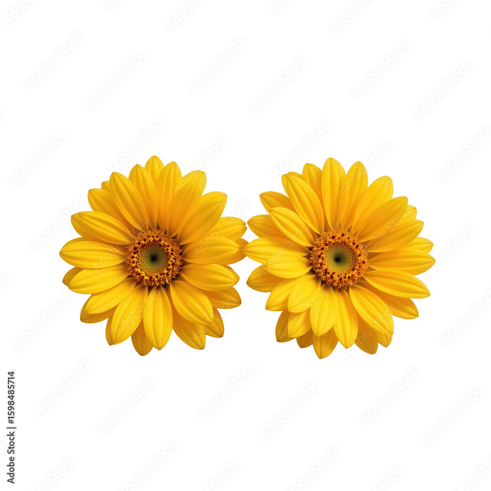 Naklejka premium Bright Yellow Sunflowers with Vibrant Petals and Center Disks