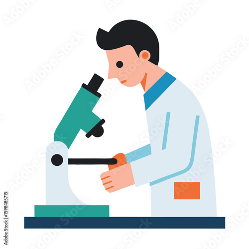 Medical lab technician analyzing blood samples isolated on white background