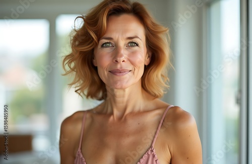 Close-Up Portrait of Beautiful Mature Woman with Red Hair and Green Eyes Free Download Close-Up Portrait of Beautiful Mature Woman with Red Hair and Green Eyes - GFXLoad