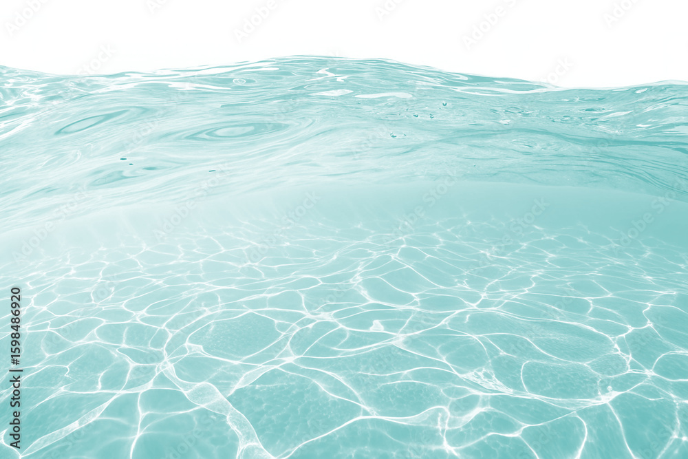 custom made wallpaper toronto digitalA tranquil underwater scene depicting clear turquoise liquid with sunlight casting beautiful caustic reflections on the seabed below a gently rippling surface.