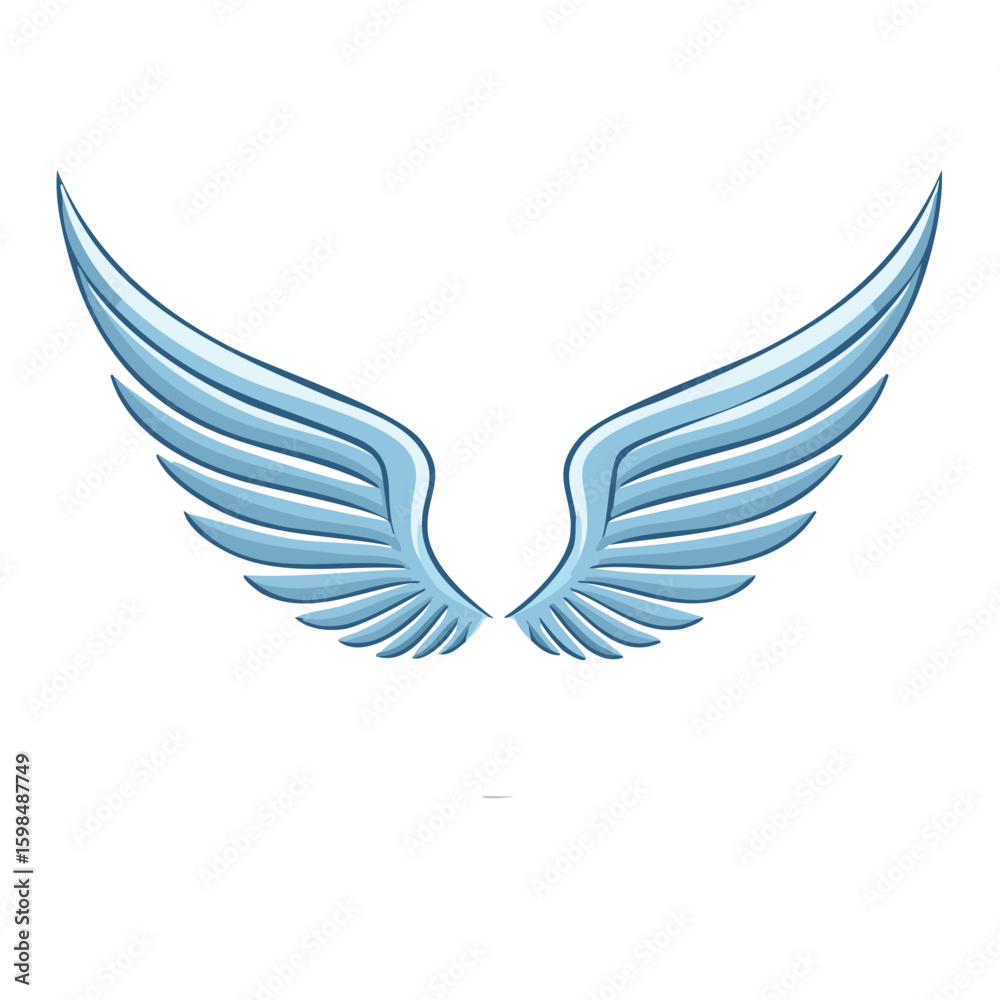 Obraz premium Isolated Blue Wings Vector Art for Design Element Concepts of Flight Freedom Symbolism