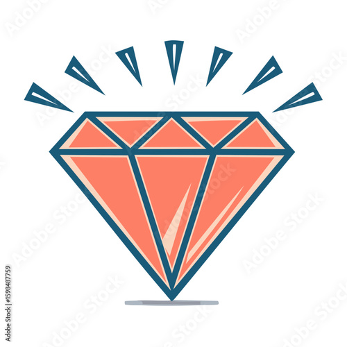 Radiant Gemstone with Shimmering Light Vector Illustration Sparkling Diamond Symbol Icon