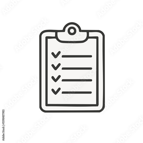 Checklist with Checkmarks and Lines on Clipboard, Task Management Concept