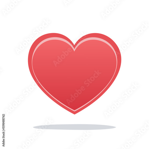 Floating Red Heart Symbol Love Icon Affection Romance Romantic Valentines Day Flat Design