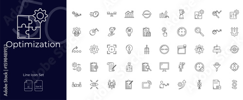Optimization Line Editable Icons set. Vector illustration in modern thin line style of Optimization icons: processing, workflow, analysis, etc