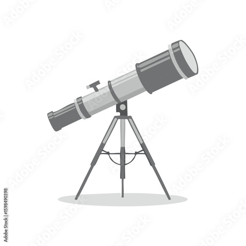 Telescope instrument on tripod ready for stargazing and astronomy observation vector illustration