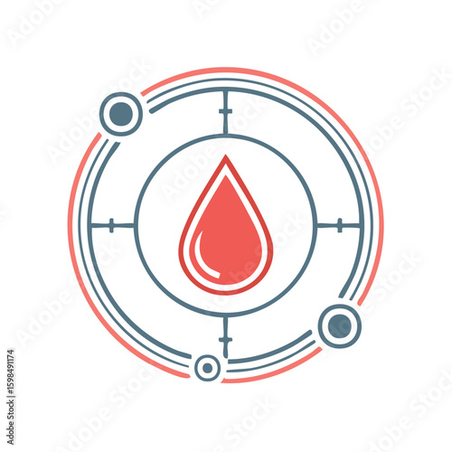 Red Blood Drop Within Target Design Symbol for Medical or Healthcare Concepts
