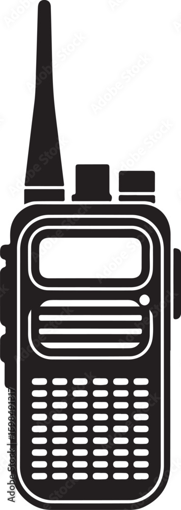 Obraz premium Black silhouette of a portable two way radio communication device