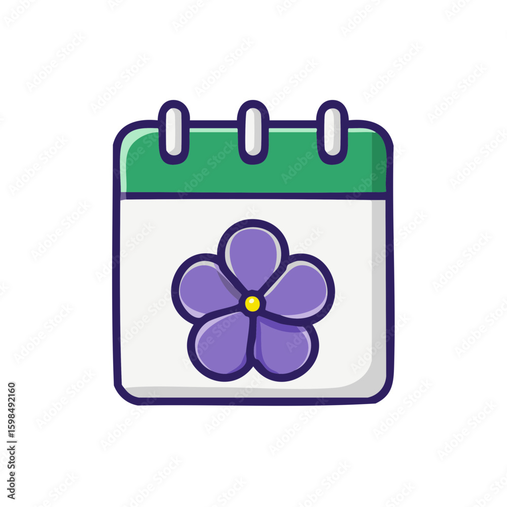 Illustration of a Calendar With a Purple Flower for Springtime, Events, or Reminders Illustration of a Calendar With a Purple Flower for Springtime, Events, or Reminders