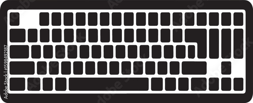 Black computer keyboard silhouette on a white background