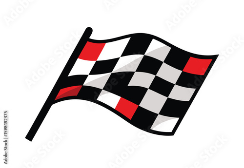 Checkered racing flag vector illustration for clipart design, car race banner elements