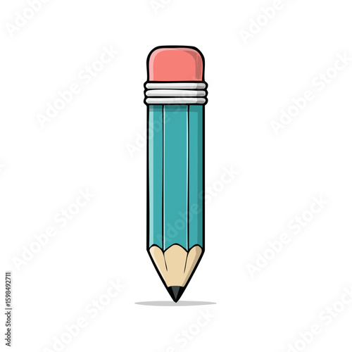 Cartoon Pencil with Eraser on Top Illustration School Supplies for Students