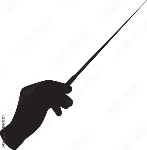 Orchestra conductor hand holding baton silhouette