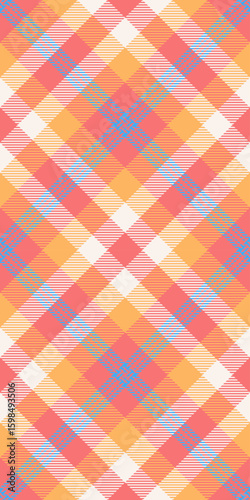 Daisy textile fabric check, trousers background seamless pattern. Spanish tartan texture vector plaid in red and orange colors.