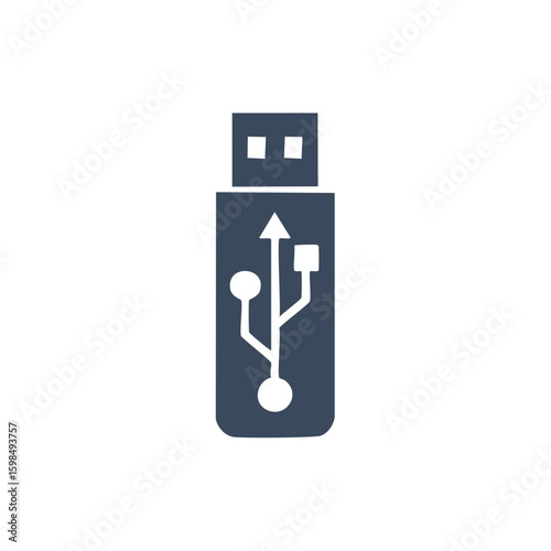 Simple USB flash drive icon for technology designs, digital storage and memory concepts