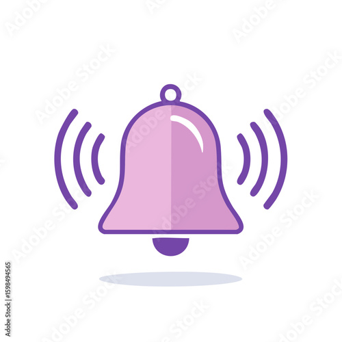 Ringing Notification Bell Vector Illustration Symbolizing Alerts and Reminders in Violet Hues