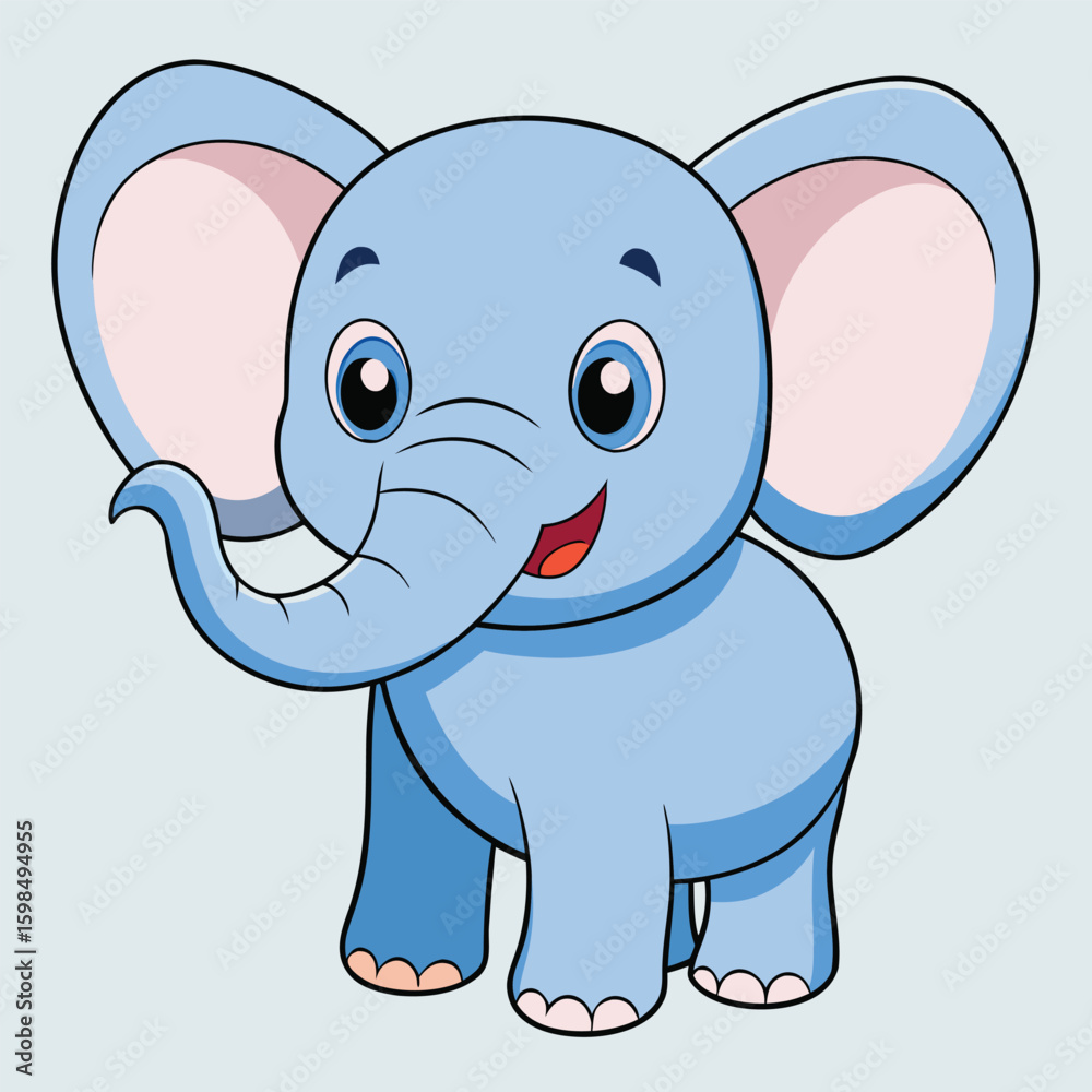 Obraz premium Cheerful Cartoon Elephant Character Design with Bright Colors A Playful and Friendly Illustration Featuring a Smiling Elephant in a Whimsical Style Perfect for Children s