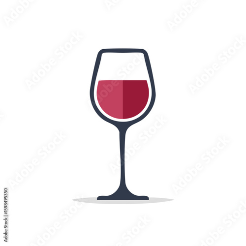 Red Wine Glass Elegant Drink Flat Design Icon Wineglass Minimalist Vector