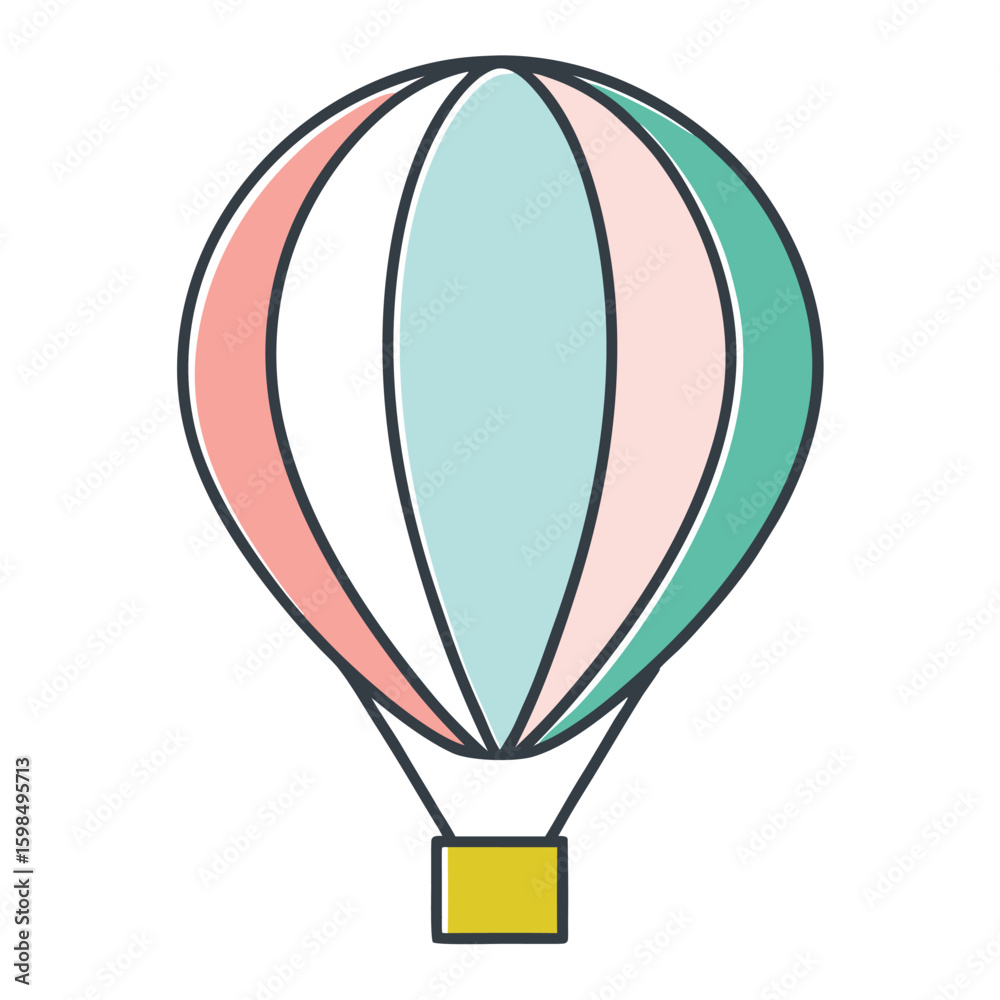 Obraz premium Minimalist Hot Air Balloon Icon with Pastel Color Palette Featuring a Flat Design Style Suitable for Travel Adventure or Celebration Themed Projects and Graphic Design