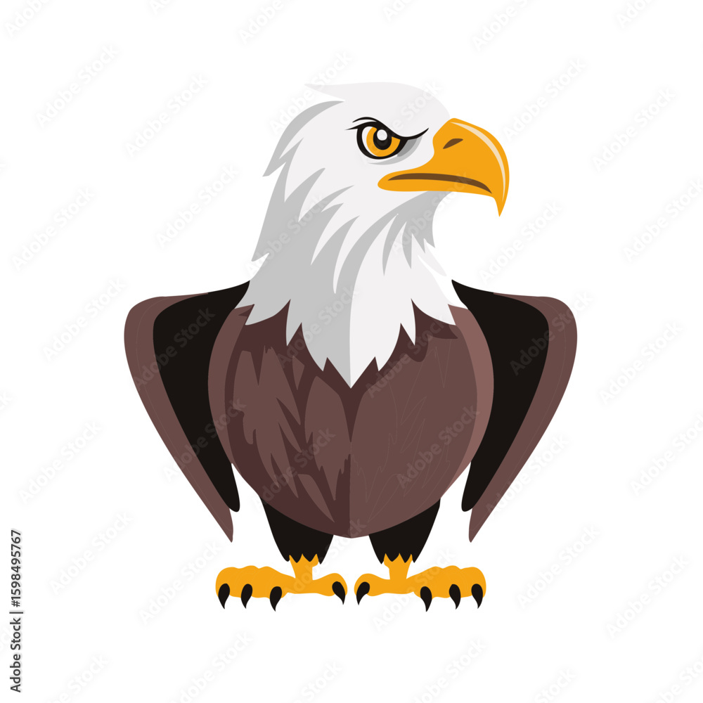Obraz premium Stylized Bald Eagle with Fierce Expression and Sharp Talons in Bold Colors