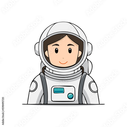 Cartoon Astronaut Girl in Spacesuit Illustration - Exploring Space, Space Travel Concept, and Cosplay, Exploration