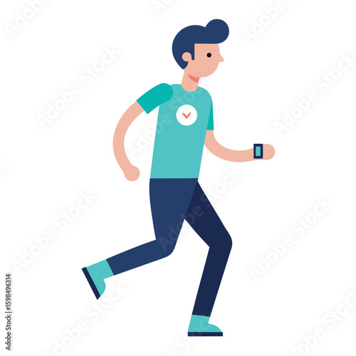 Patient using wearable health tracker during daily activities isolated on white background