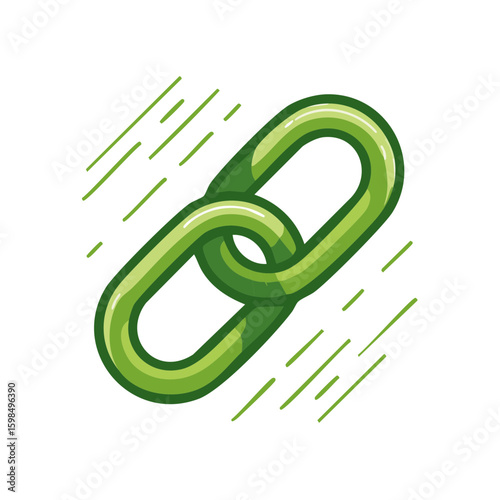 Green Chain Links Fast Moving, Speed Concept with Motion Trails, Secure Connection