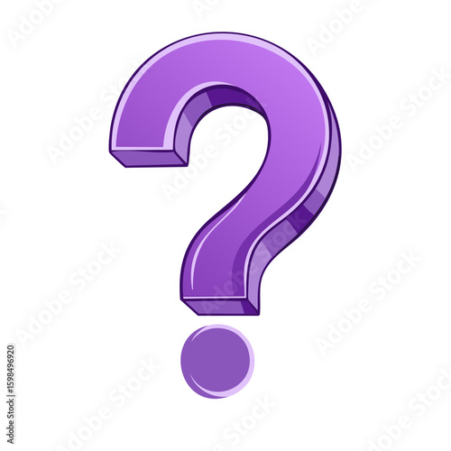 Purple Question Mark Cartoon Illustration Pointing to an Inquiry or Uncertainty