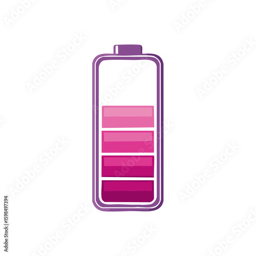 Illustration of a Half Charged Battery Symbol in Pink and Purple