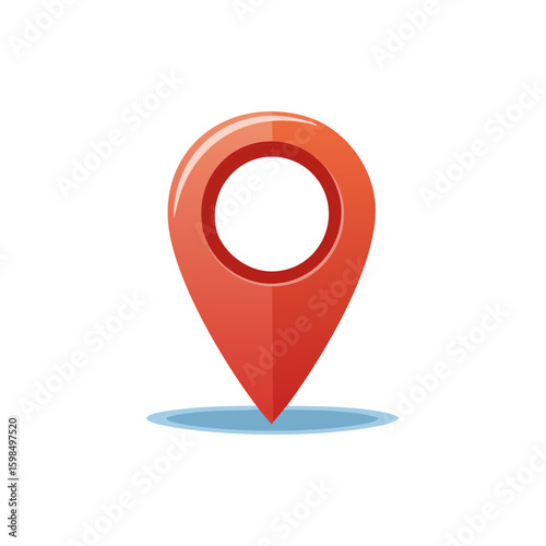 Vivid red map pointer pin icon vector illustration, search friendly, destination marker