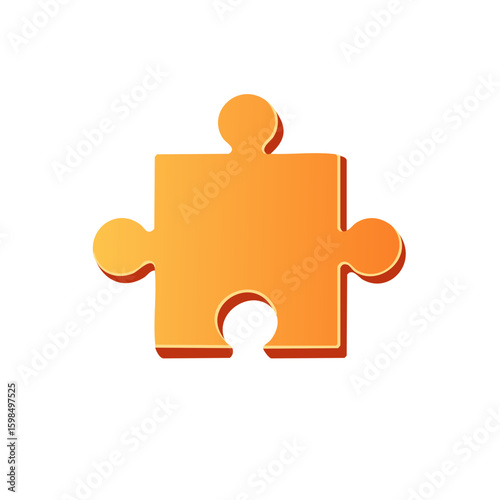 Single Orange Jigsaw Piece Graphic Symbolizing Solutions and Completeness Business Concept